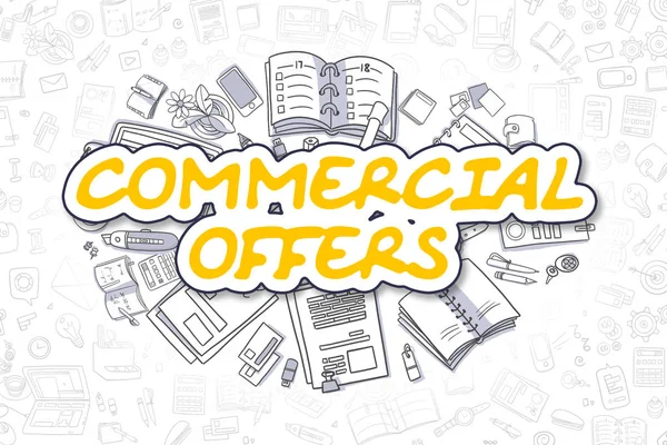 Commercial Offers - Doodle Yellow Text. Business Concept.
