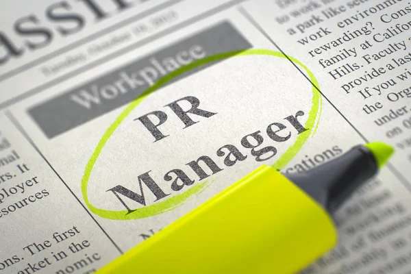 PR Manager Hiring Now. 3D. — Stock Photo, Image