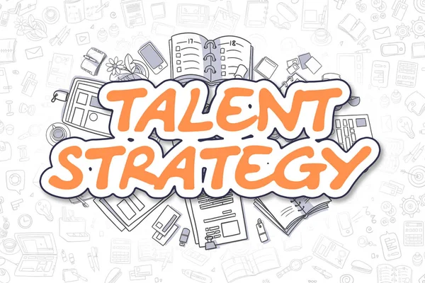Talento Estrategia - Doodle Orange Word. Concepto de negocio . — Foto de Stock