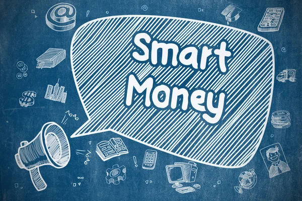 Smart Money - Cartoon Illustration on Blue Chalkboard. — Stock Photo, Image