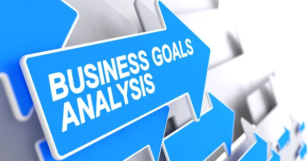 Cele analizy biznesowej - napis na niebieską strzałkę. 3D. — Zdjęcie stockowe