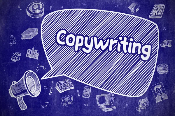 Copywriting - Illustrazione del fumetto sulla lavagna blu . — Foto Stock