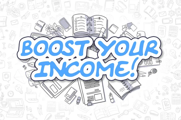 Aumenta tus ingresos - Doodle Blue Text. Concepto de negocio . — Foto de Stock