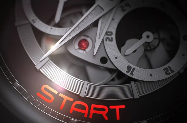 Start na stary nadgarstka zegarek mechanizm. 3D. — Zdjęcie stockowe
