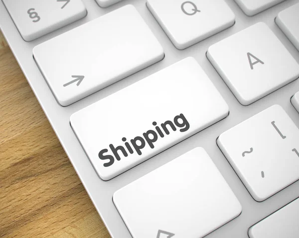 Shipping - текст на білій клавіатурі. тривимірний . — стокове фото