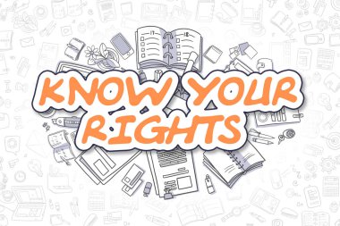 Know Your Rights - Doodle portakal Word. İş kavramı.