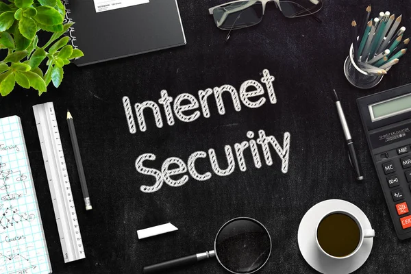 Black Chalkboard with Internet Security. 3D Rendering. — Stock Photo, Image