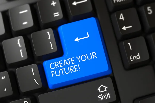 Azul Criar sua chave de futuro no teclado. 3D . — Fotografia de Stock