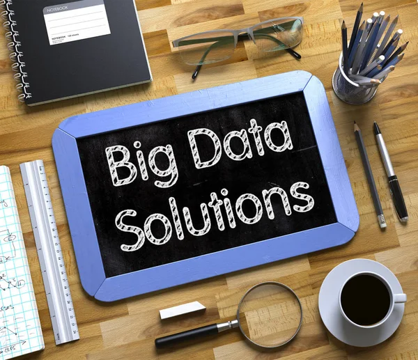 Kleine Tafel mit Big-Data-Lösungskonzept. 3d. — Stockfoto