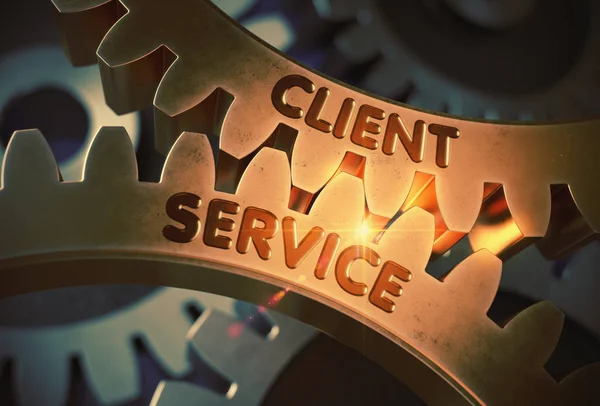 Golden Gears with Client Service Concept. 3D Illustration. — Stock Photo, Image