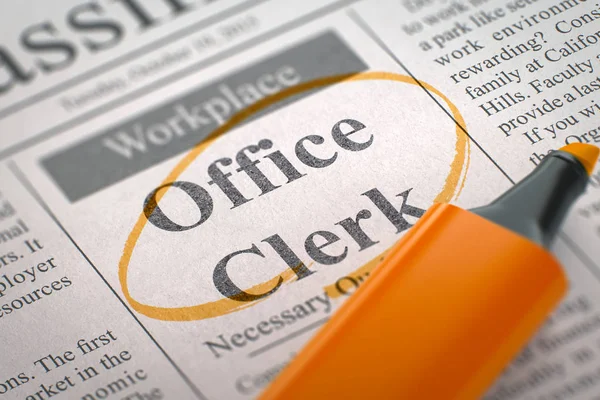 Were Hiring Office Clerk. 3D. — Stock Photo, Image