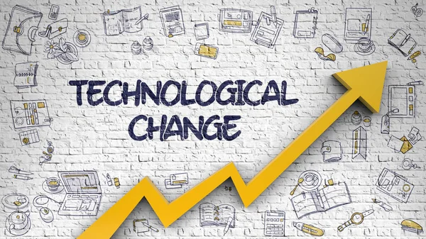 Technological Change Drawn on White Brickwall. — Stock Photo, Image