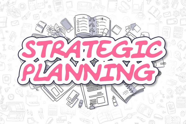 Strategische Planning - Cartoon Magenta tekst. Bedrijfsconcept. — Stockfoto