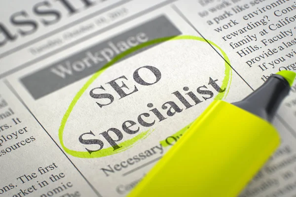 Apertura del lavoro SEO Specialist. 3D . — Foto Stock