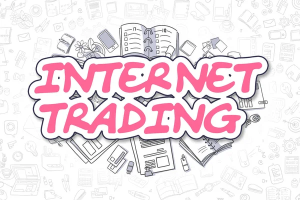Internet handel - Doodle Magenta tekst. Bedrijfsconcept. — Stockfoto