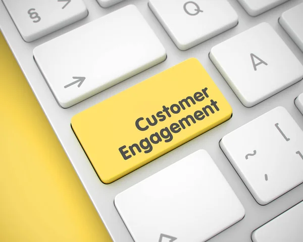 Engagement des clients - Message sur la touche Clavier jaune. 3D . — Photo