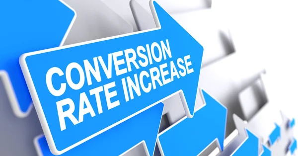 Conversie Rate Increase - Label op Blue Pointer. 3D. — Stockfoto