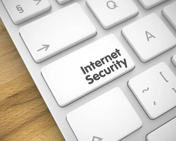 Internet Security - Messaggio sulla Tastiera Bianca. 3D . — Foto Stock