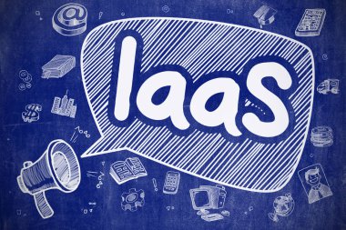 IaaS - Doodle illüstrasyon mavi kara tahta üzerinde.
