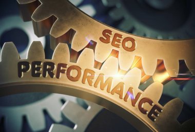 Altın metalik Gears SEO performans. 3D çizim.