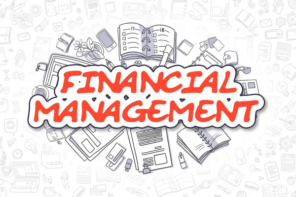 Financial Management - Doodle Red Text (en inglés). Concepto de negocio . —  Fotos de Stock