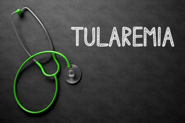 Μαυροπίνακας με Tularemia έννοια. 3D απεικόνιση. — Φωτογραφία Αρχείου