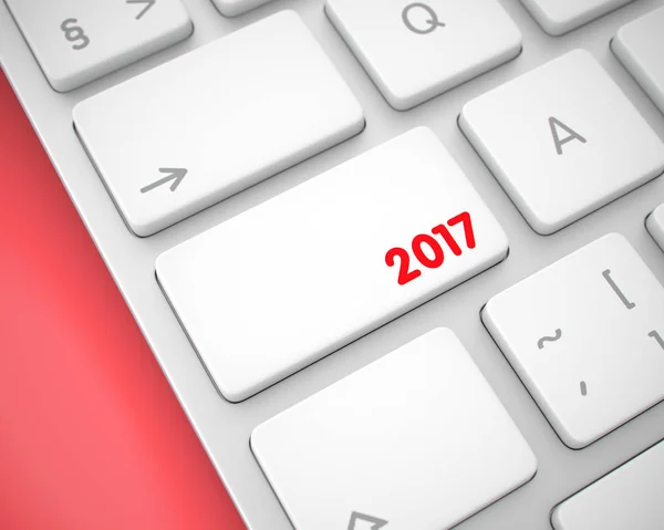 2017 - Inscription on the White Keyboard Button. 3D. — Stock Photo, Image