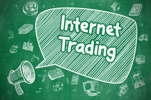 Negociação na Internet - Ilustração Doodle em Green Chalkboard . — Fotografia de Stock