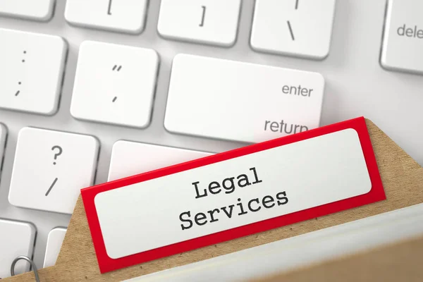Cartão de arquivo com serviços jurídicos. 3D . — Fotografia de Stock