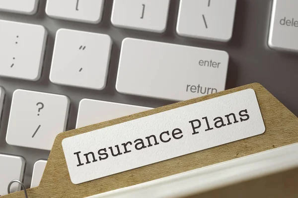 Folder Index with Insurance Plans. 3D. — Stock Photo, Image