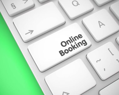 Online rezervasyon - metin beyaz klavye anahtar. 3D.