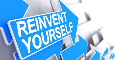 Kendini - mavi işaretçi metin yeniden icat. 3D.