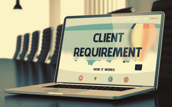 Laptop Screen with Client Requirement Concept. 3D. — Stock Photo, Image