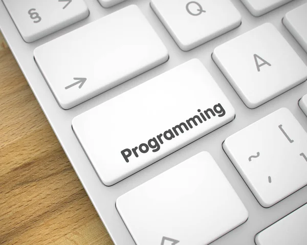 Programování - nápis na bílé klávesy. 3D. — Stock fotografie