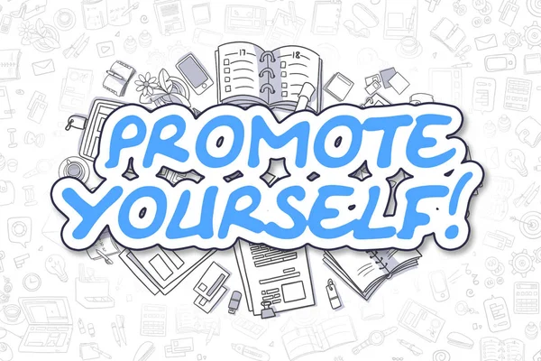 Promover usted mismo - Dibujos animados Palabra Azul. Concepto de negocio . —  Fotos de Stock