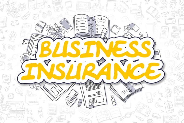 Ασφαλίσεων επιχειρήσεων - Doodle κίτρινο λέξη. Επιχειρηματική ιδέα. — Φωτογραφία Αρχείου