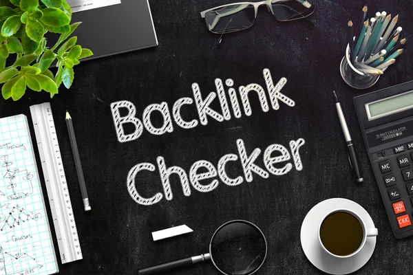 Fekete Palatábla a Backlink Checker. 3D-leképezés. — Stock Fotó