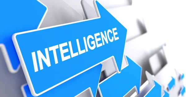 Inteligencia - Texto sobre el puntero azul. 3D . —  Fotos de Stock