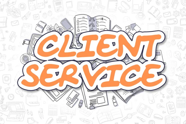 Υπηρεσία προγράμματος-πελάτη - γελοιογραφία πορτοκαλί κείμενο. Επιχειρηματική ιδέα. — Φωτογραφία Αρχείου