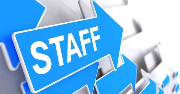 Staff - Text on the Blue Pointer. 3D. — Stock Photo, Image