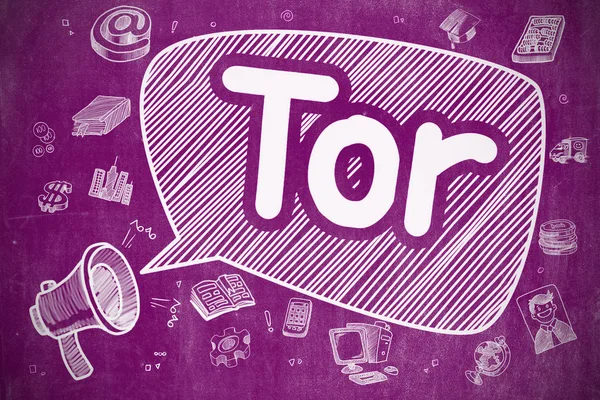 Tor - ilustracja kreskówka na fioletowy Chalkboard. — Zdjęcie stockowe