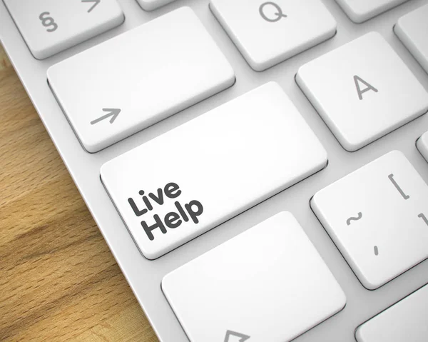 Live Help - Text on White Keyboard Keypad. 3D. — Stock Photo, Image