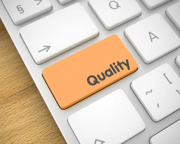 Quality - Inscription on Orange Keyboard Button. 3D. — Stock Photo, Image