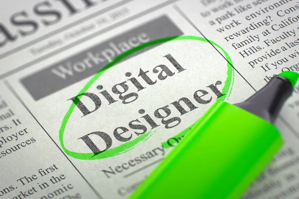 Ahora contratación de diseñador digital. 3D . — Foto de Stock