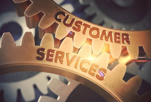 Customer Services-Concept. Gouden Gears. 3D illustratie. — Stockfoto