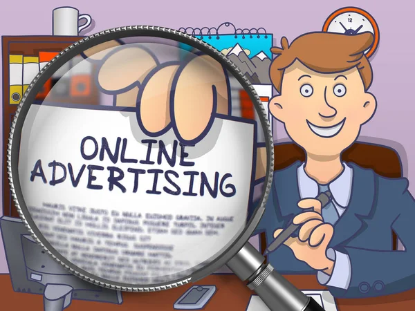 Reklamy online przez obiektyw. Doodle stylu. — Zdjęcie stockowe