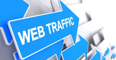 Web trafiği - mavi imleci iletide. 3D.