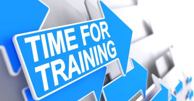 Eğitim - mavi ok etiketinde zamanı. 3D.