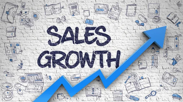 Sales Growth Drawn on Brick Wall. — Stock Photo, Image