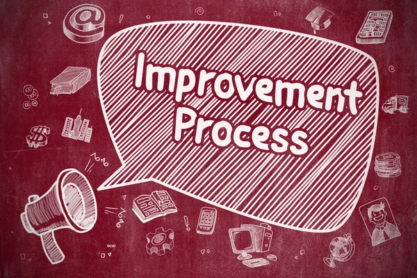 Improvement Process - Doodle Illustration on Red Chalkboard. — Stock Photo, Image